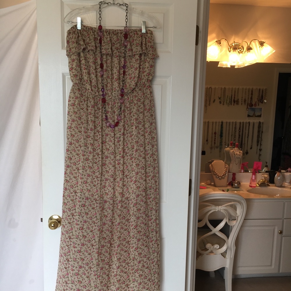 Delicate rose floral print maxi dress XX Lg - Picture 2 of 6